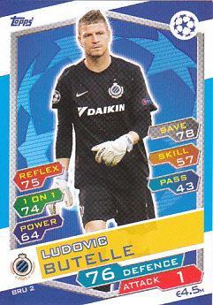 Ludovic Butelle Club Brugge 2016/17 Topps Match Attax CL #BRU02